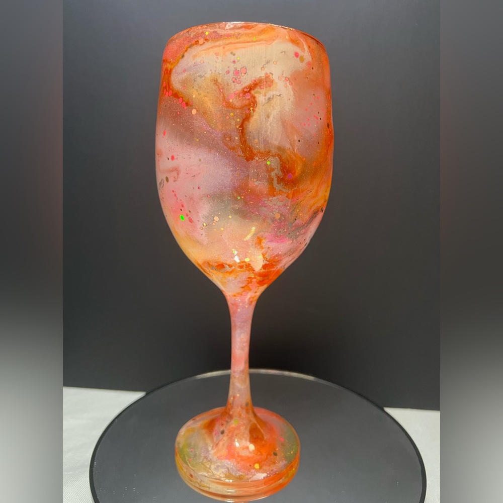Handcrafted “Merry Melon” Custom Large Wine Glass. 20 oz